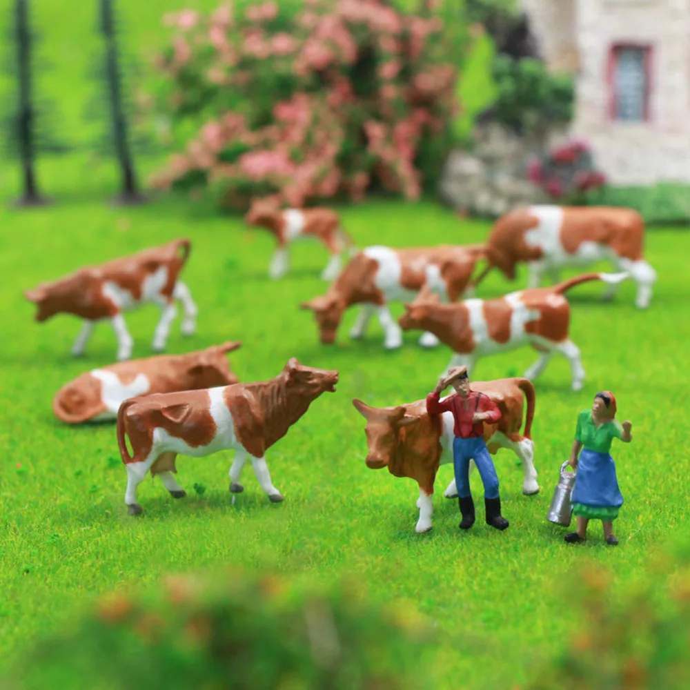 paisajes en miniatura AN8704 36 piezas 1:87 bien pintadas modelo vacas y figuras para HO modelo de tren Juego de juguetes de animales de granja