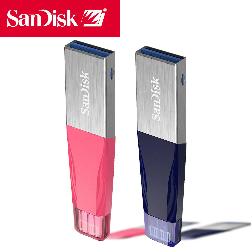 Дешевый Sandisk USB 3,0 iXPAND 32 ГБ, 64 ГБ и 128 Гб металлический флеш накопитель mfi контроллеров зашифрованные FaceFingerprint диск на ключе для iphone ipad