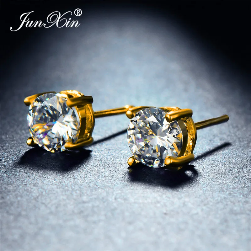 10 цветов кристалл белый черный серьги с цирконием 14KT желтый позолоченное ювелирное изделие Винтажные серьги-гвоздики серьги для женщин