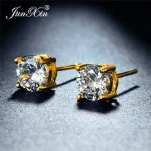 10 цветов кристалл белый черный серьги с цирконием 14KT желтый позолоченное ювелирное изделие Винтажные серьги-гвоздики серьги для женщин