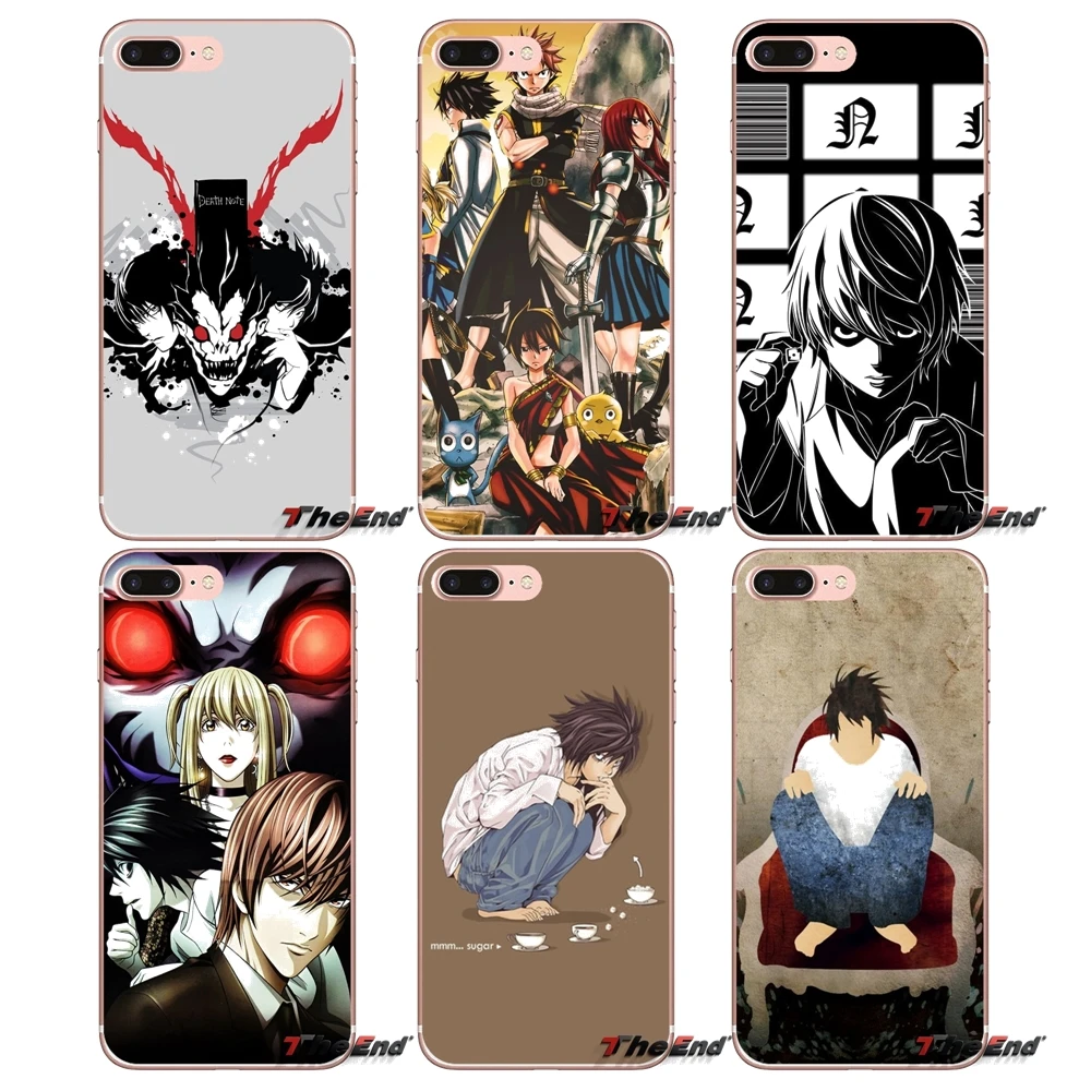 

For Samsung Galaxy S2 S3 S4 S5 MINI S6 S7 edge S8 S9 Plus Note 2 3 4 5 8 Coque Fundas Transparent TPU Cover Bag anime Death Note