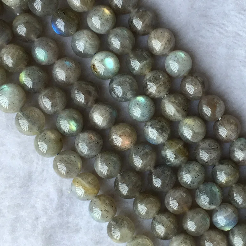 

Natural Genuine Gray Blue Flash Light Labradorite Round Jewelery Loose Jewellery Beads 15" 05635