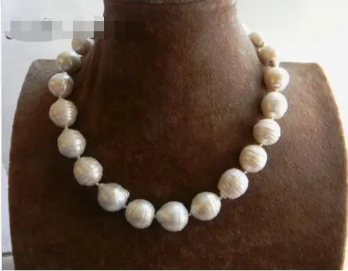 

Free shipping hot sale Women Bridal Wedding Jewelry >> Big Nature 15mmx18mm White Round Bead-Nucleated Pearl Mabe Necklace