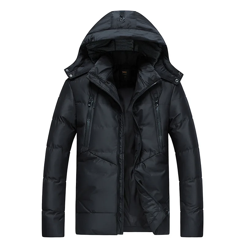 Rlyaeiz высокое качество зимняя куртка Для мужчин плотная, ветронепроницаемая теплые парки с капюшоном пальто с капюшоном для детей пуховики и парки средней длины зимнее пальто