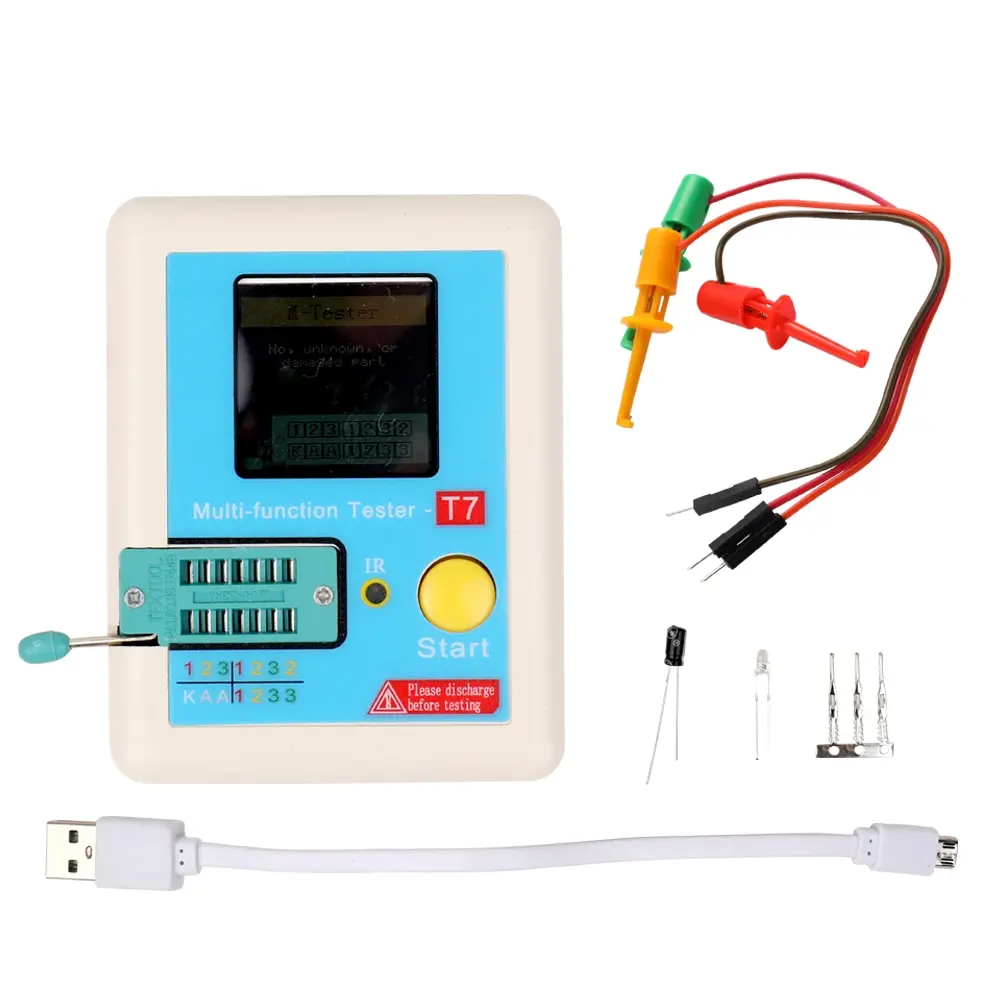 

Transistor Tester TFT Diode Triode Capacitance Tester ESR Tester NPN PNP MOSFET IR Multifunction Tester Multimeter LCR-t7