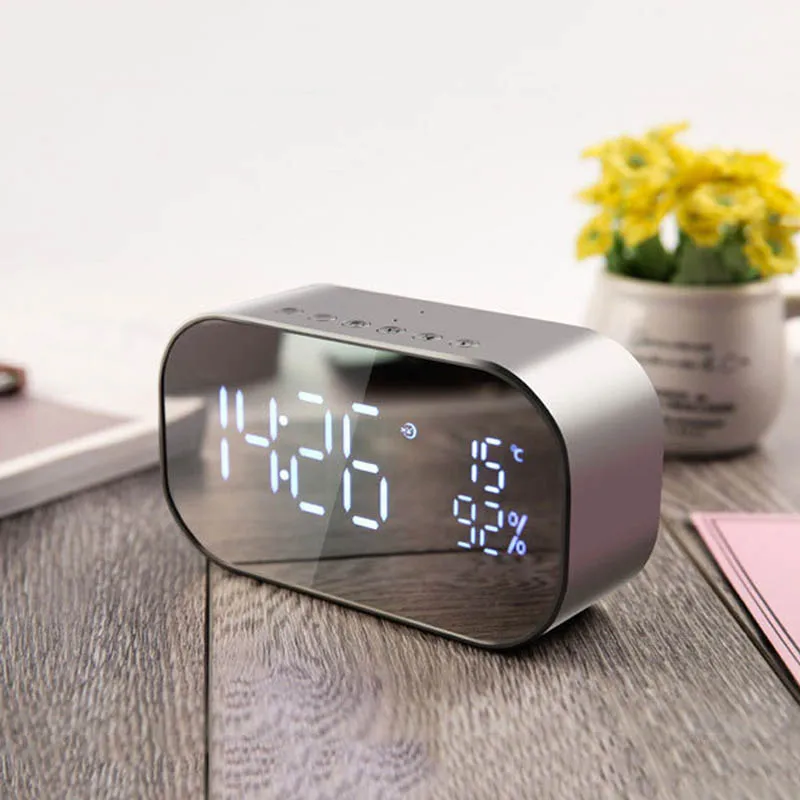 

Bluetooth Wireless Speaker Temperature LCD Display FM Radio Alarm Clock Subwoofer Music Player GDeals
