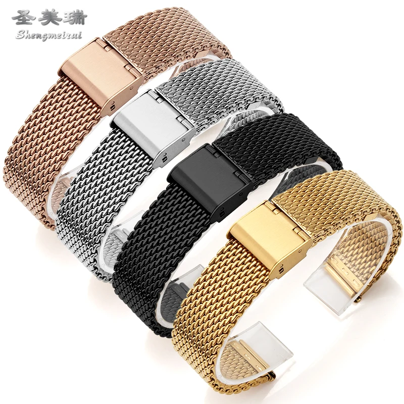 

shengmeirui Mirais strap thickened for Samsung gear s2 / 3/4 smart watch with stainless steel bracelet 18MM20MM22MM