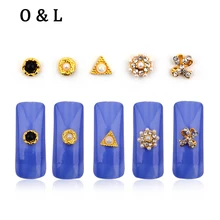 10pcs New Arrive Gold Alloy 3d Nail Art Decorations Mix Designs Pearls Nail Accessories DIY Manicure Tools