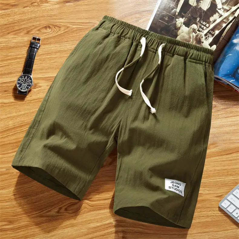 8Colors MuLs Summer Men Shorts 2018 Quality Cotton Linen Shorts Men Elastic Waist Breathable Male Shorts Knee Length Breechcloth-4