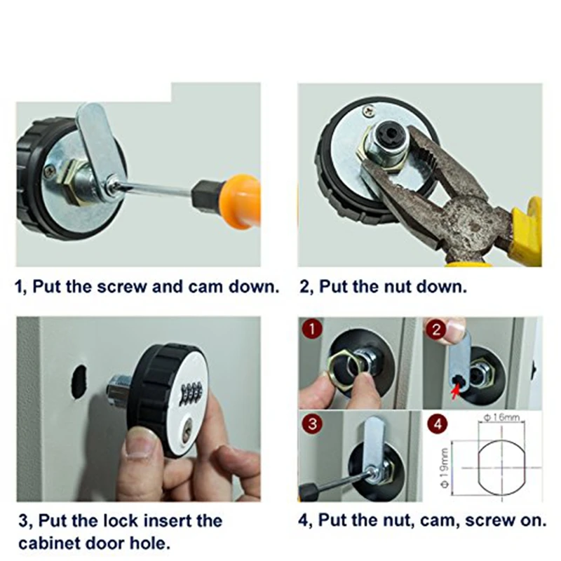 Combination Cabinet Cam Lock 4 Digit Keyless for Drawer Door Gym School Locker with Key Reset 2