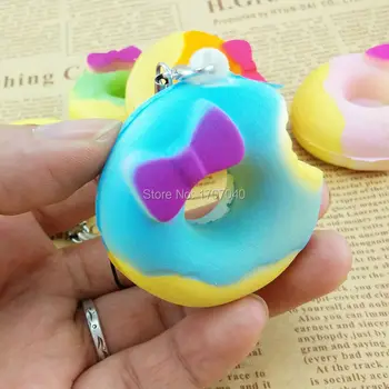 

New Cute Chocolate One-Bite Bow Squishy Donuts Simulation Food Toy Soft Bread Collectibles 1PCS