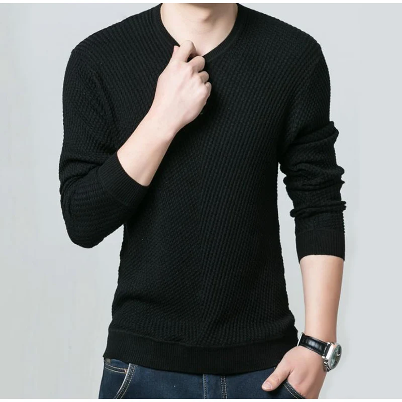 Мужские вязаные пуловеры с длинными рукавами и v-образным вырезом, Осень-зима 2019, сплошного цвета с кнопками, тонкий свитер, мужские