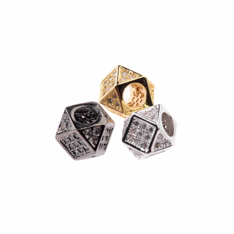 

NEW Gold Silver Rose Gold Black Bead Findings Micro Pave CZ Rhinestone Square-shape Spacer Beads For DIY Beaded Bracelet Making
