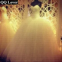 QQ Lover 2020 Robe De Mariage Princess Bling Bling Luxury Crystals White Ball Gown Wedding Dress