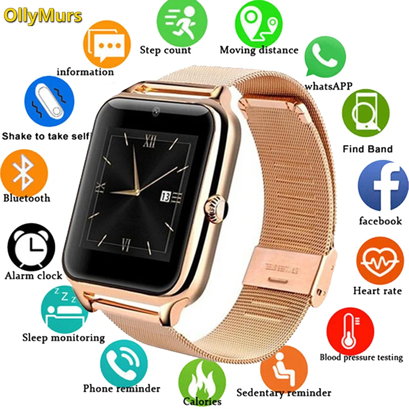

Z60 Smart Watch for Men Fitness Bracelet IP67 Waterproof with SIM Card Slot Women Smartwatch Clock for Apple iOS Android Phone