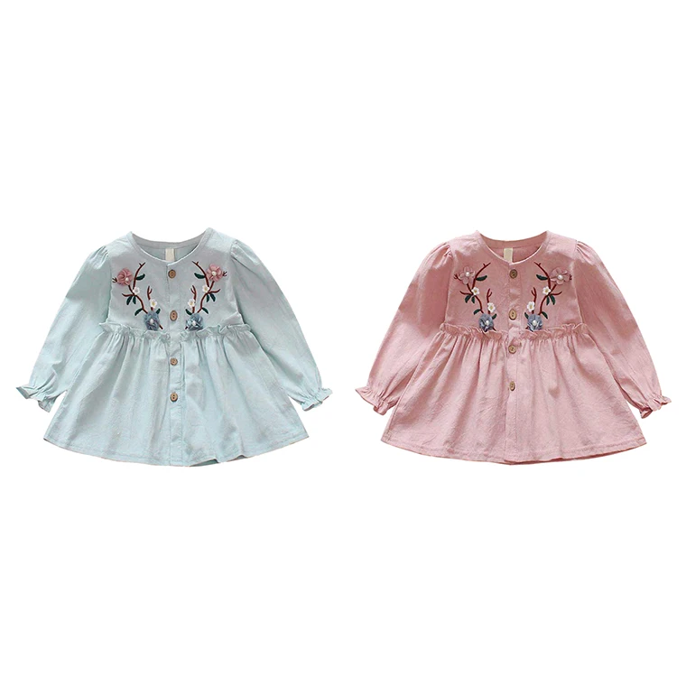 Платье для маленьких девочек; Осенняя детская одежда; Повседневный Сарафан с длинными рукавами и цветочным рисунком для малышей; одежда