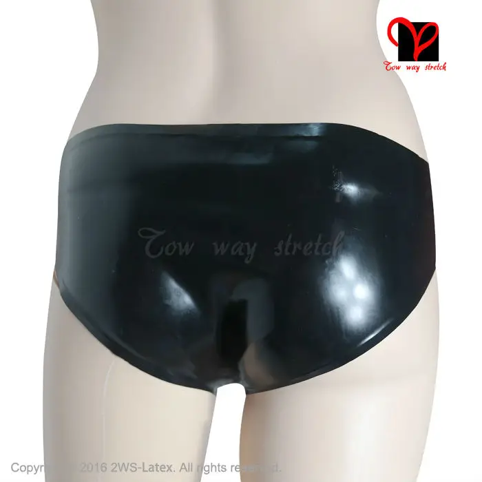 Low cut Sexy Latex Underwears penis Hole shaft ring Rubber panty pants Open briefs shorts black thongs underpants KZ-022