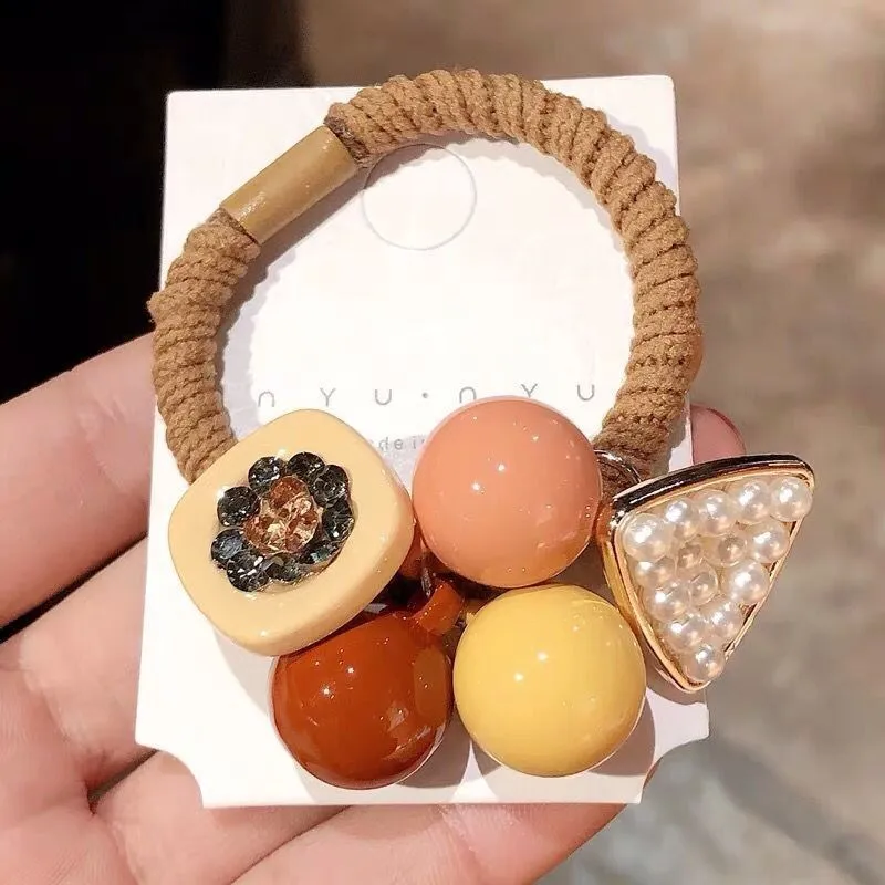 Triangle metal hair rope rubber band color retro hair ring head rope flowers chic elastic hair band fashion hair accessories gum