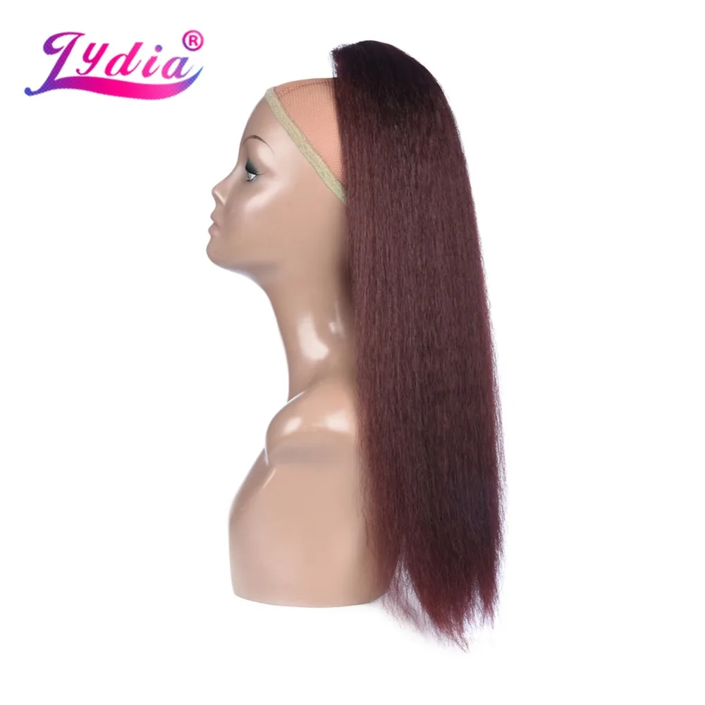 

Lydia Hairpiece Heat Resistant Synthetic 18"-24" Kinky Straight Hair With Two Plastic Combs Ponytail Extensions All Colors