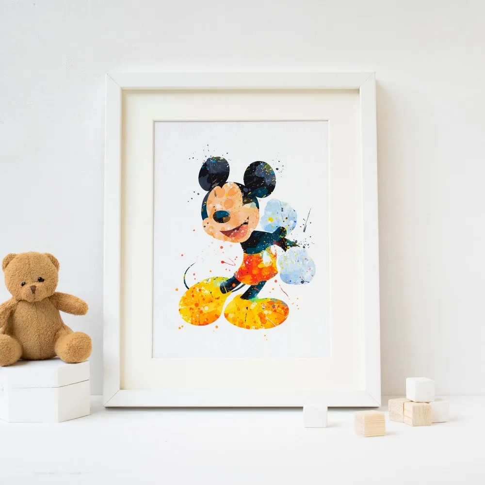 

Mickey Mouse picture print . Watercolor Poster Print, Kids Room wall Decor, baby Nursery Art ,Gift idea