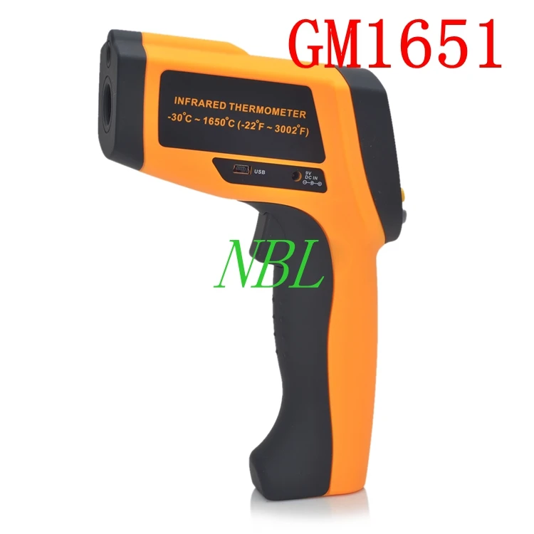 50:1 GM1651 LCD Infrared Thermometer Non-Contact Digital Laser Temperature Meter Gun Tester Range -30~1650 Degree