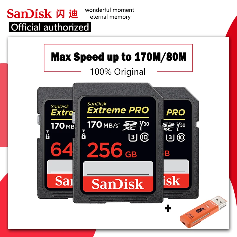 SanDisk Extreme Pro/Ultra карта памяти 32 64 128 ГБ U3/U1 SD карта 32 Гб 128 Гб 64 Гб 256 ГБ 512 Гб 16 Гб флэш-карта SD память SDXC SDHC