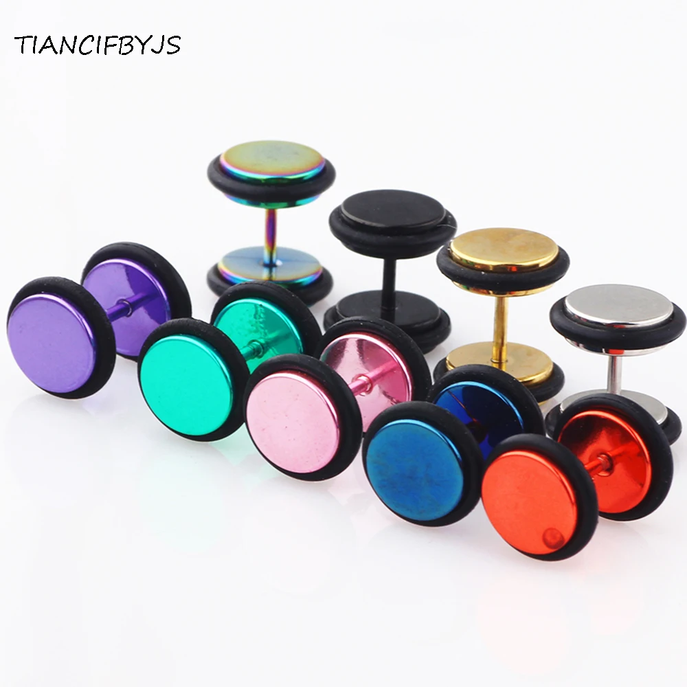 

TIANCIFBYJS Stainless Steel Men Women Ear Stud Earrings Set Ear Helix Piercing Bar Plugs Tunnel Punk Style Body Jewelry 100pcs
