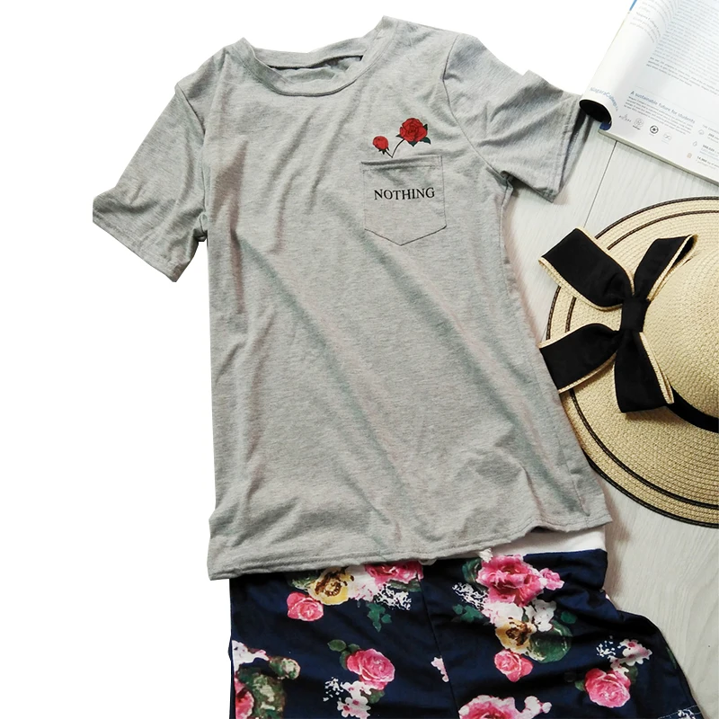 Nothing Letter Print T Shirt Rose Harajuku T Shirt Women 2018 Summer Casual Short Sleeve TShirt