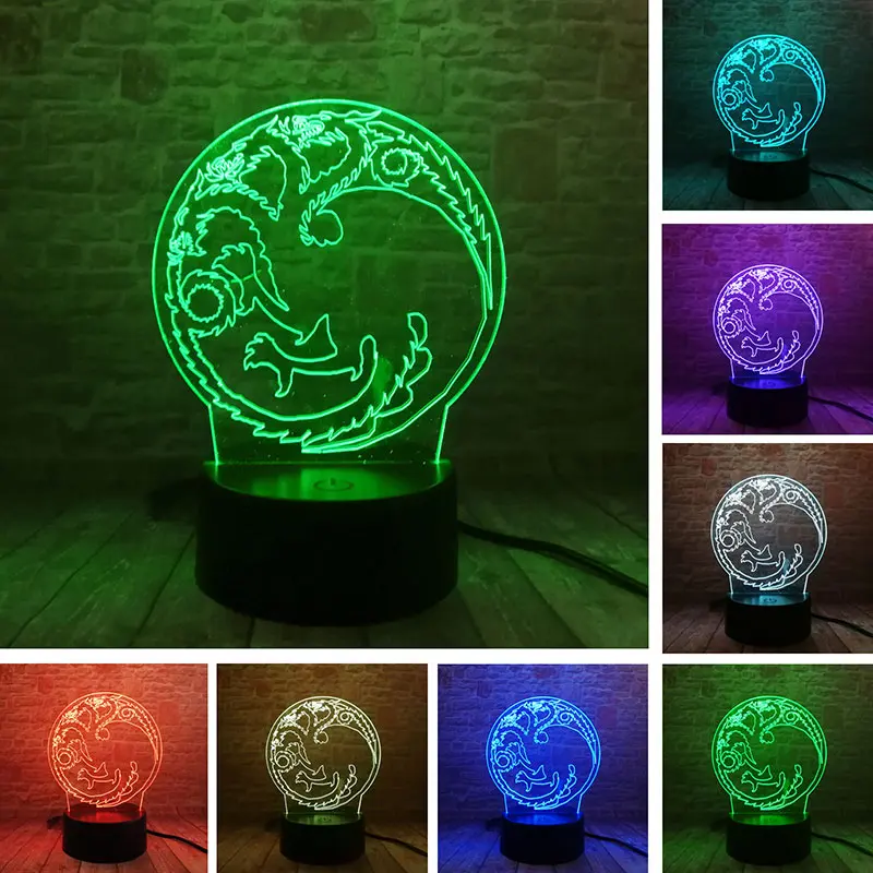 

Trachinoid Figure 3D Nightlight Visual Illusion LED Colourful Change Flash Touch Light Desk Lamp Chinese Dragon Model Toys
