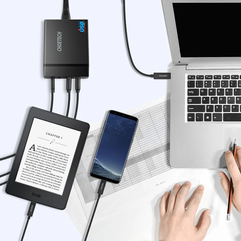 Choetech 72 Вт 4 порта Usb C настольная зарядная станция с питанием для Iphone X 8 Plus Macbook Pro зарядное устройство для мобильного телефона(ЕС