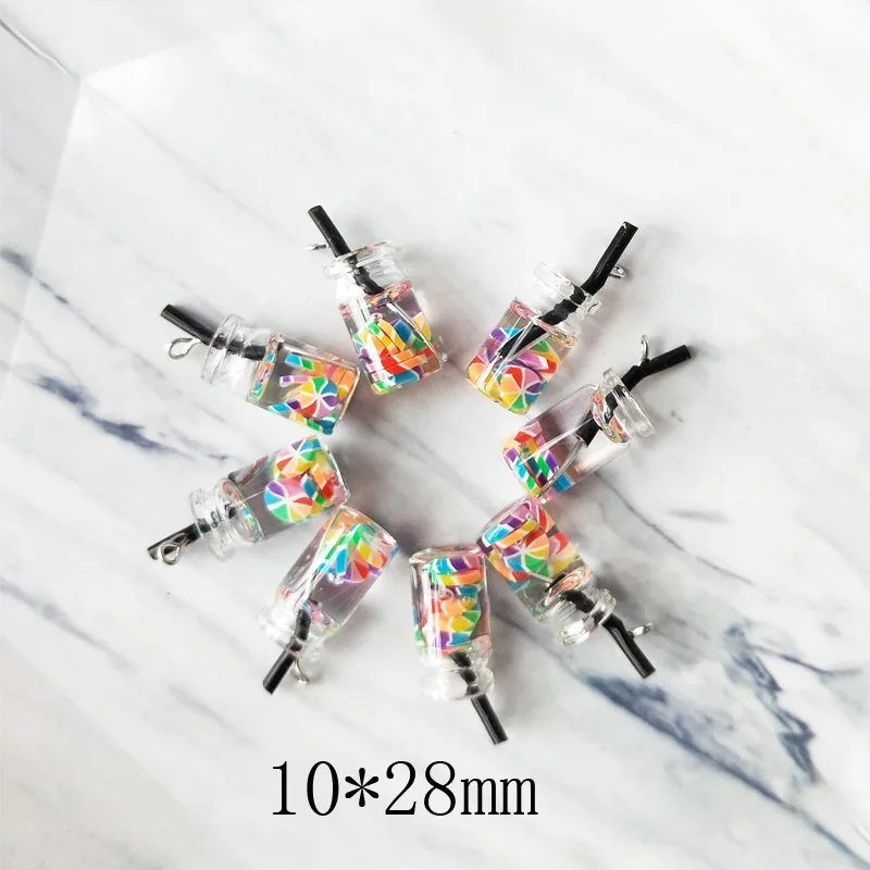 10pcs Sweet Candy Bottle Resin Charms Fashion 3D Transparent Beverage Bottle Pendants Floatings Earring Jewelry Accessory YZ466