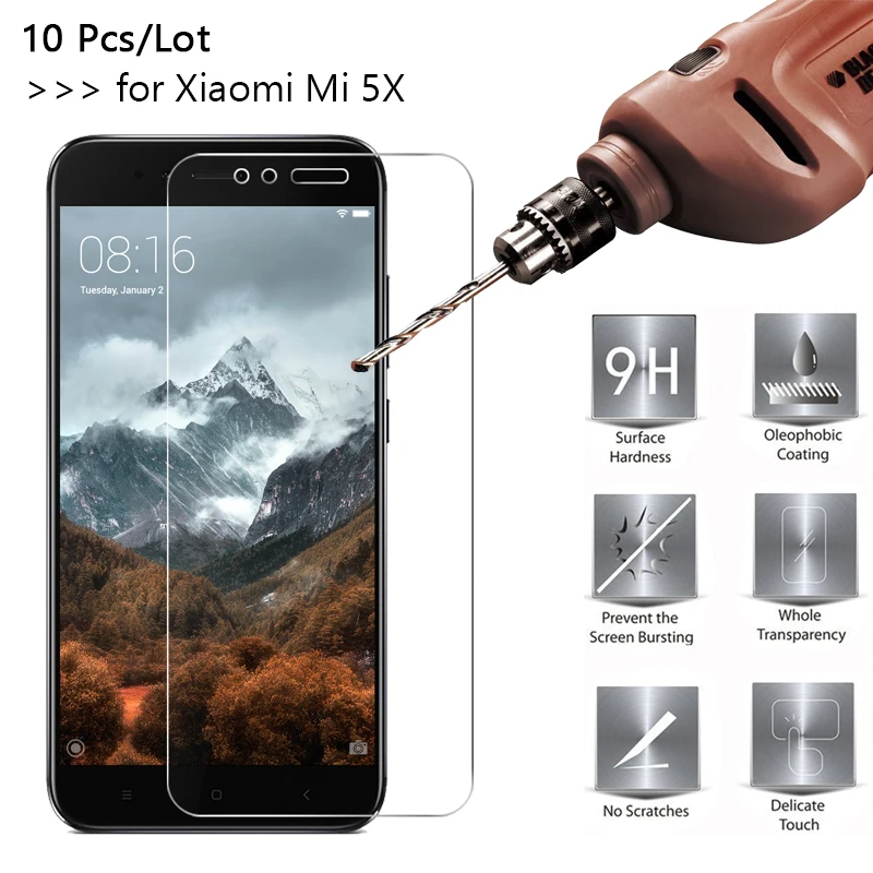 

10 Pcs/Lot 2.5D 9H Premium Tempered Glass For Xiaomi Mi5X 5.5inch Screen Protector Toughened protective film For Xiaomi Mi 5X