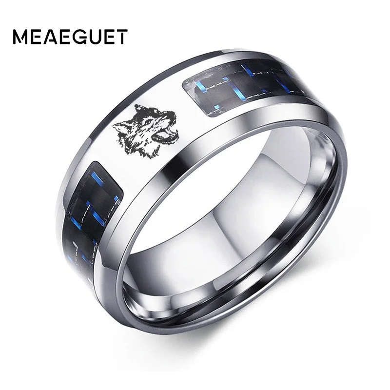 Charm Men's Ring Silver Color Personalized Animals Wolf Dragon Vicking Stainless Steel Wedding Engagement Anillo Anel Male Gifts