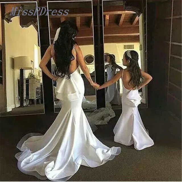 2017 blanco profunda de espalda vestidos de novia de organza de raso