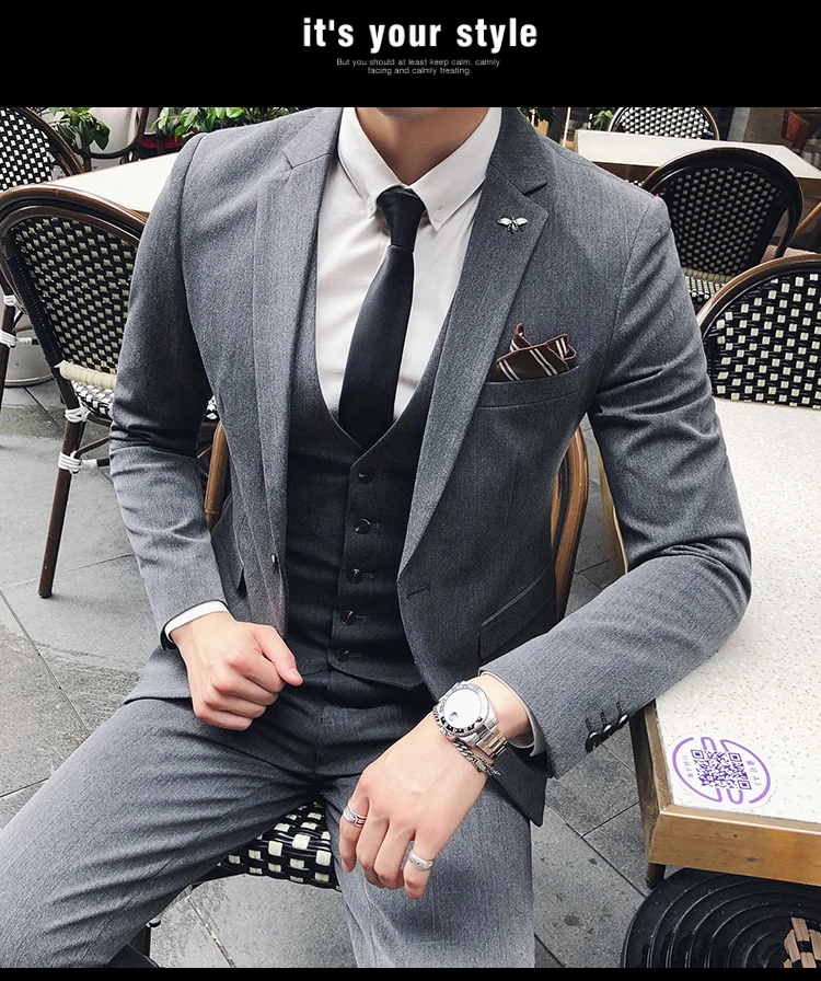 3 шт костюм Для мужчин осень-зима Slim Fit Жених Свадебное платье костюмы праздничная одежда Бизнес Блейзер Куртки пряжки Для мужчин смокинг плюс 4XL