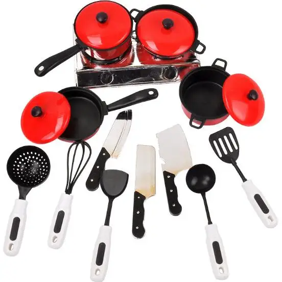 13pcs / lot Red Simulation Kitchen Cooking Toy children educational toys boy girl early education toys  LYQ 2