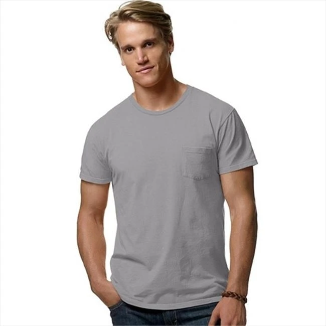 Hanes 498P Mens Nano-T Pocket T-Shirt Extra Large - Vintage Gray