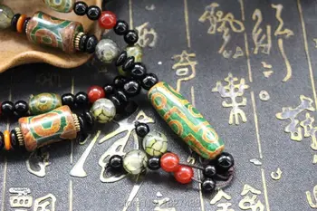 

Old Tibet Handmade Natural Chalcedony 3 And 9 Eye Beads Tianzhu Necklace Pendant Talisman Good Birthday/Christmas Gift