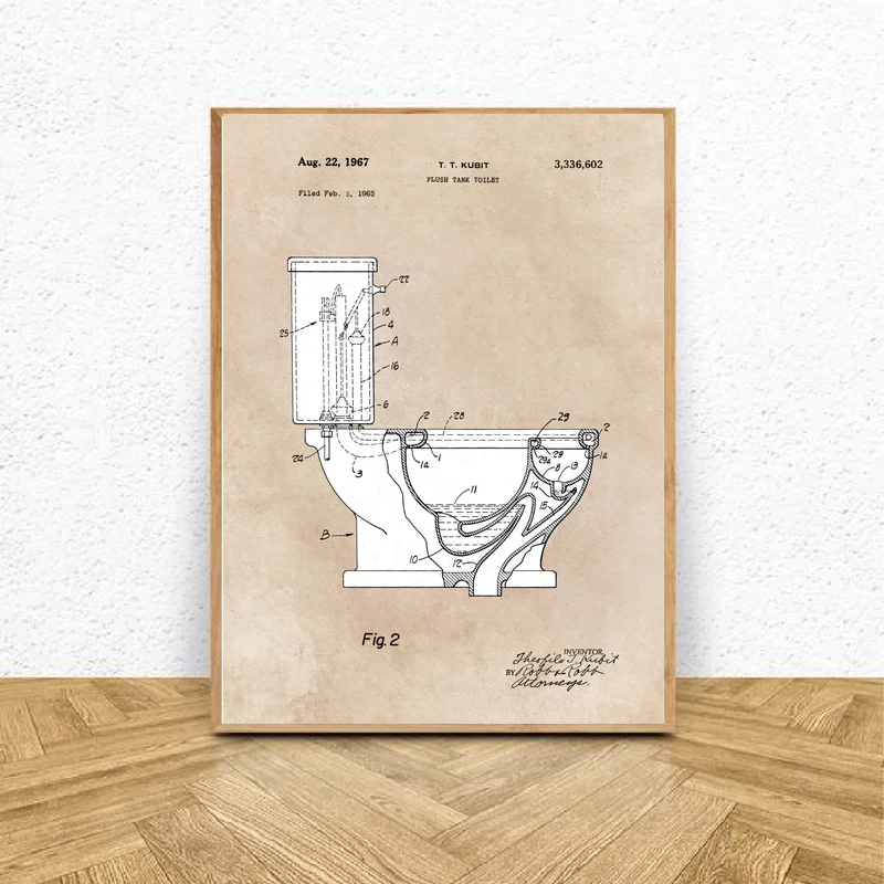 

1967 Flush tank toilet patent Art Canvas Poster Home Decor