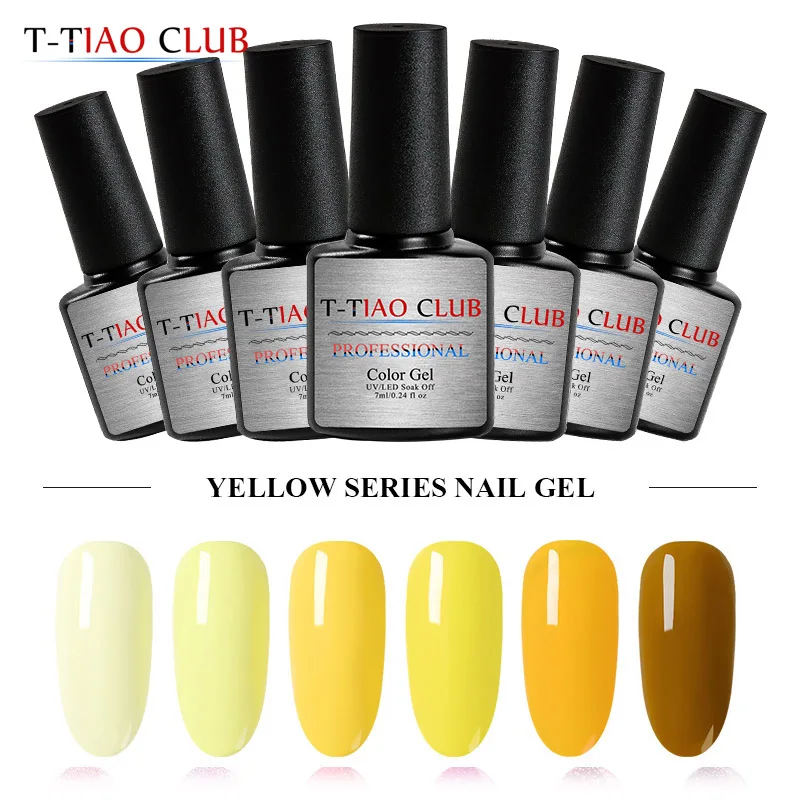 

T-TIAO CLUB 7ml Yellow Series Color Nail Gel Polish Soak Off Manicure UV Gel Varnish DIY Nail Art Lacquer Decoration for Nails