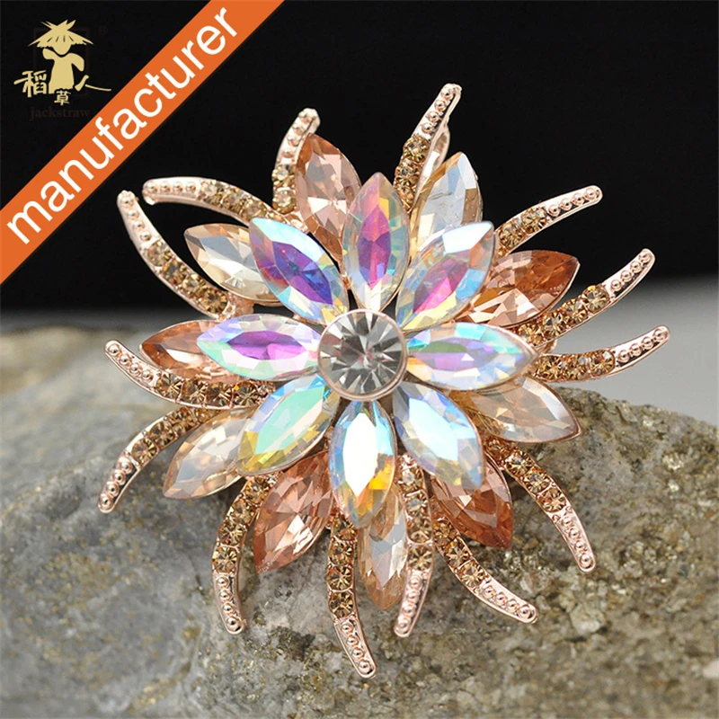 Free Shipping Hot sale shiny rhinestone brooch wholesale gold oval