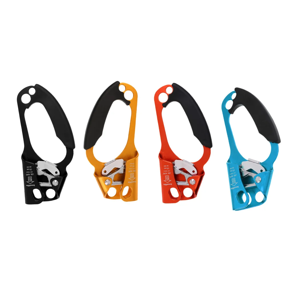 Tree Rock Climbing Hand Ascender Riser 8-13mm Rope Clamp Black Left Hand for Mountaineer Rescue Survival Camping Hiking Access
