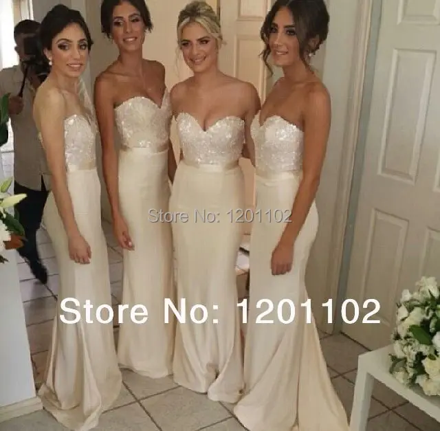 2017 New Arrival Glamorous Formal Wedding Party Dress Sequin Bead 2017 New Arrival Glamorous Formal Wedding Party Dress Sequin Bead Sweetheart Ivory Chiffon Long Bridesmaid Dresses
