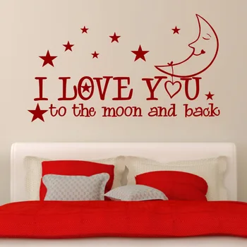 

I Love You to the Moon and Back Star HeartLiving Room Bedroom Home Decal Removable Vinyl Art Wall Sticker Autocollant Mural B082