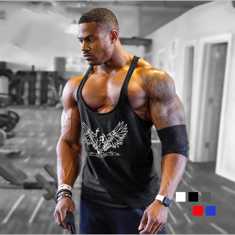 

Mens cotton loose and comfortable Gym walk out fitness sports vest tanks back vest sports gear Gs7005