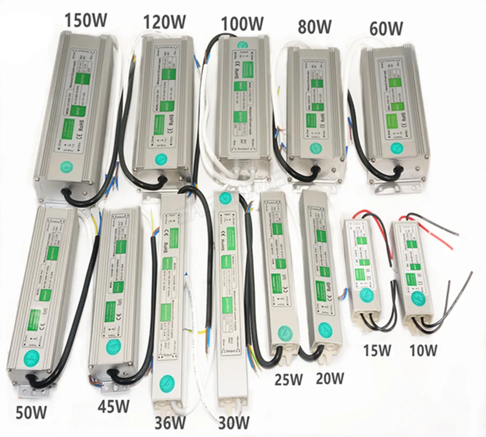 

LED Transformer Power Supply Adapter DC12V/24V 10W/20W/30W/36W/50W/250W Waterproof ip67 LED Driver Transformer for strip light