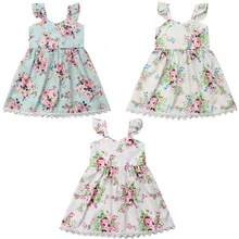 Платье с цветочным рисунком для маленьких девочек от 1 до 6 лет вечерние летние платья принцессы без рукавов