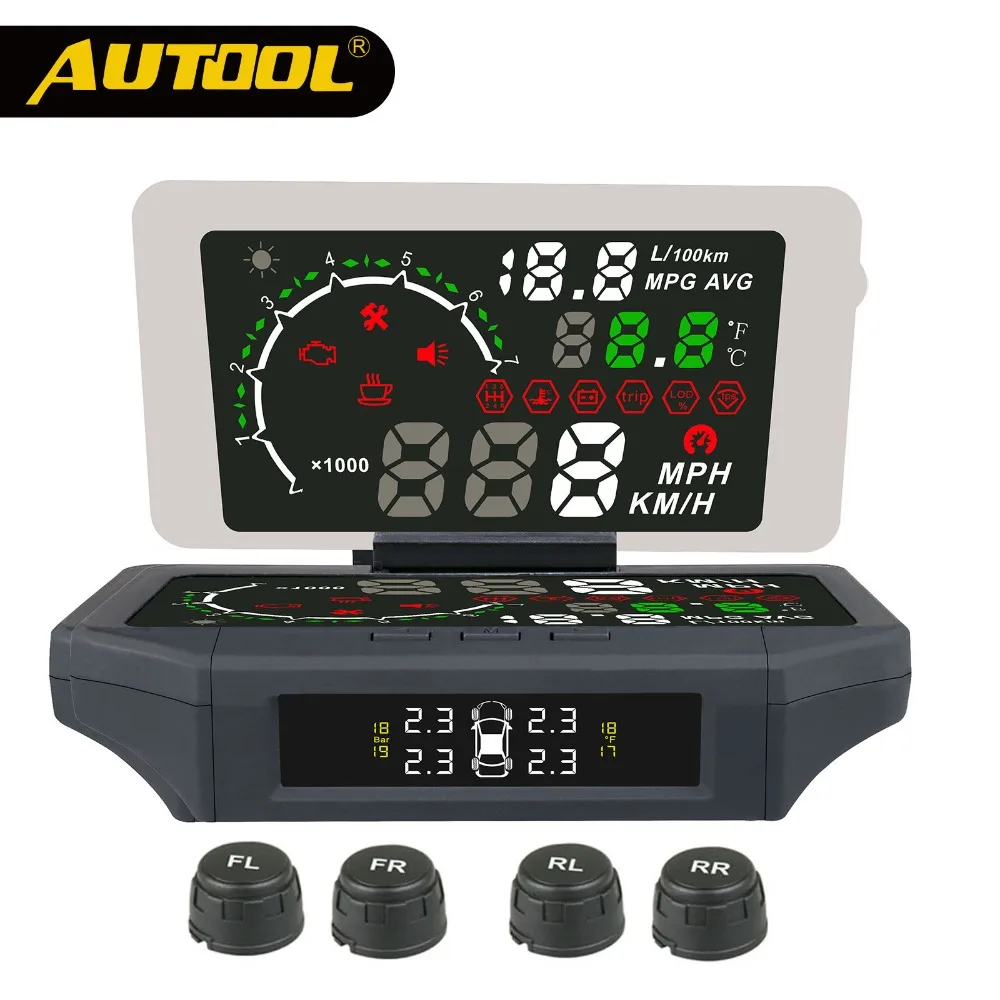 Koop AUTOOL X360 Auto TPMS HUD Head Up Display Bandenspanning Sensor Thermometer OBD2 3IN 1 Auto OBD 2 II monitor Diagnostic