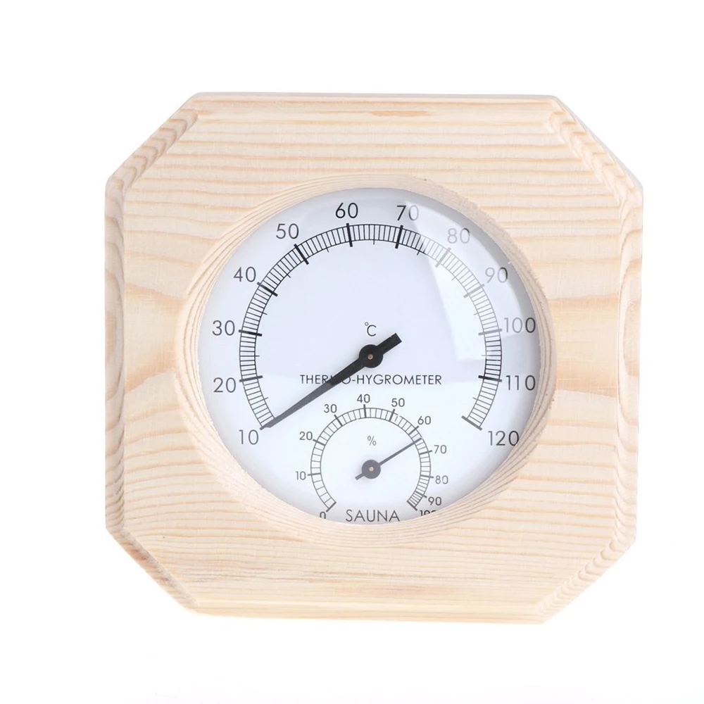 

High Quality Wood Thermometer Sauna Room Temperature Thermometer Hygrothermograph Humidity Hygrometer Sauna Room Accessory