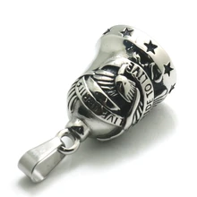 Mens 316L Stainless Steel Cool Ride To Live, Live To Ride Stars Silver Eagle Biker Newest Ring Bell Pendant